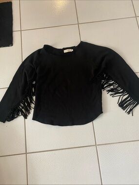 Candela black fringe sleeved sweatshirt Small